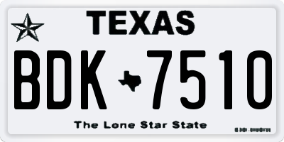 TX license plate BDK7510