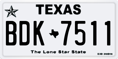 TX license plate BDK7511