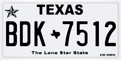 TX license plate BDK7512