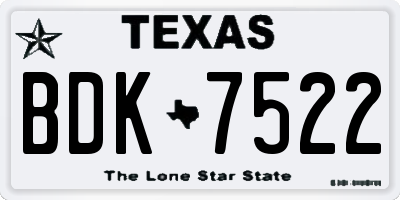 TX license plate BDK7522