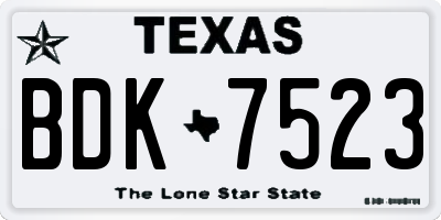 TX license plate BDK7523