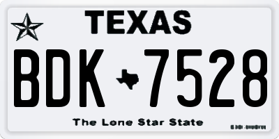 TX license plate BDK7528