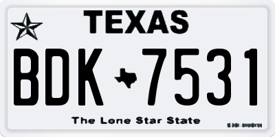 TX license plate BDK7531