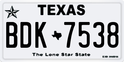 TX license plate BDK7538