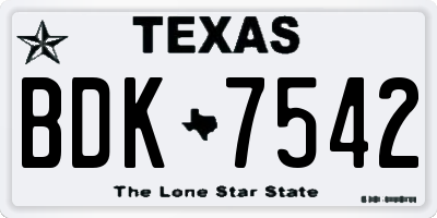 TX license plate BDK7542