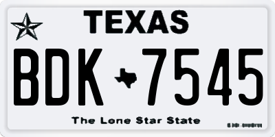 TX license plate BDK7545