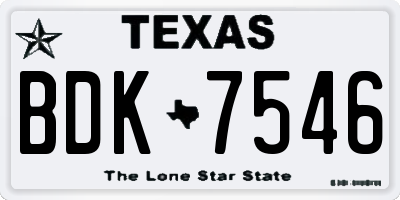 TX license plate BDK7546