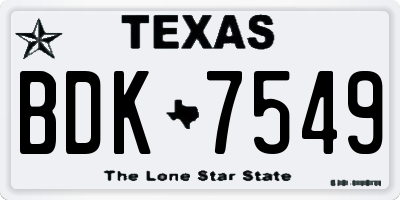 TX license plate BDK7549