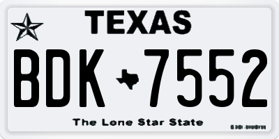 TX license plate BDK7552