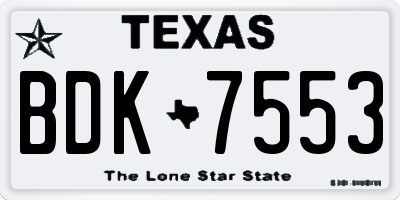 TX license plate BDK7553