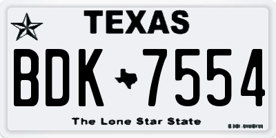 TX license plate BDK7554