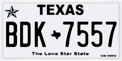 TX license plate BDK7557