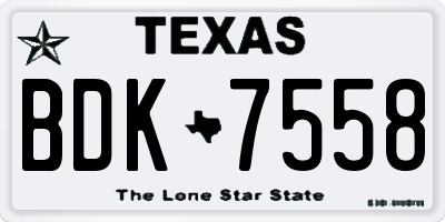 TX license plate BDK7558