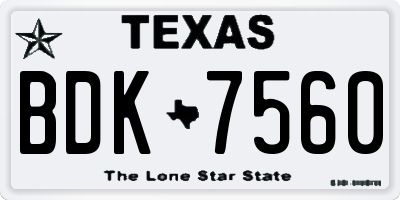 TX license plate BDK7560