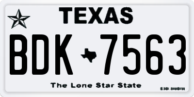 TX license plate BDK7563