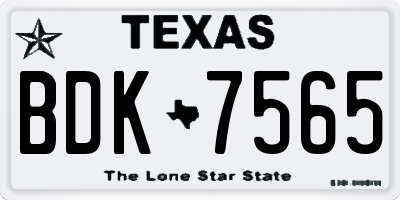 TX license plate BDK7565