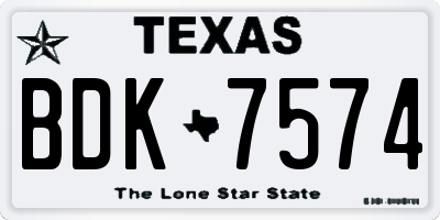 TX license plate BDK7574