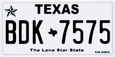 TX license plate BDK7575