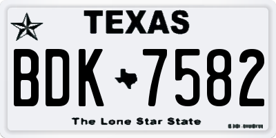 TX license plate BDK7582