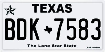 TX license plate BDK7583
