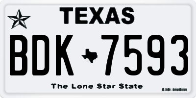 TX license plate BDK7593