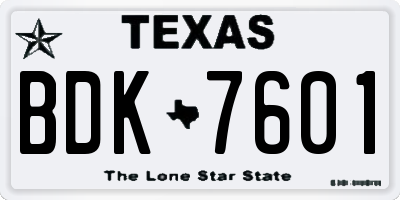 TX license plate BDK7601