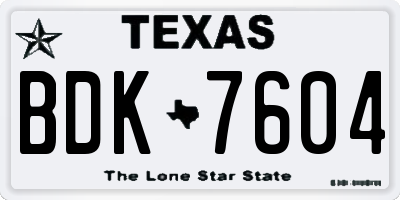 TX license plate BDK7604