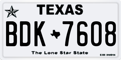 TX license plate BDK7608