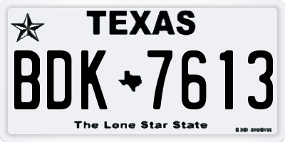 TX license plate BDK7613