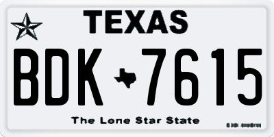 TX license plate BDK7615