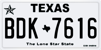 TX license plate BDK7616