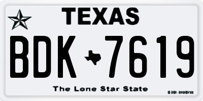 TX license plate BDK7619