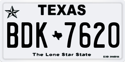 TX license plate BDK7620