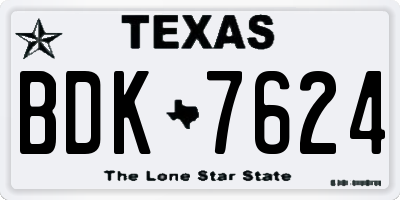TX license plate BDK7624