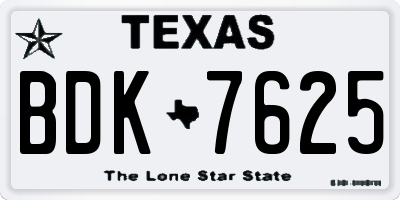 TX license plate BDK7625