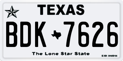 TX license plate BDK7626