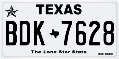 TX license plate BDK7628