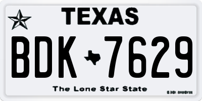 TX license plate BDK7629