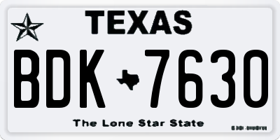TX license plate BDK7630