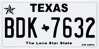 TX license plate BDK7632