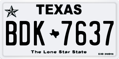 TX license plate BDK7637