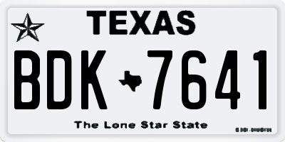 TX license plate BDK7641