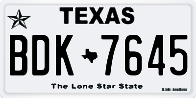 TX license plate BDK7645