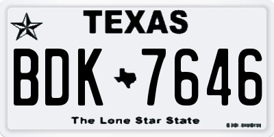 TX license plate BDK7646