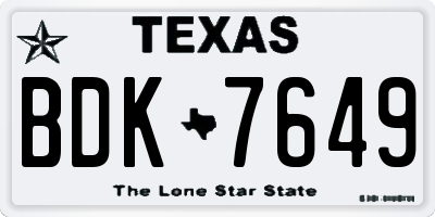 TX license plate BDK7649