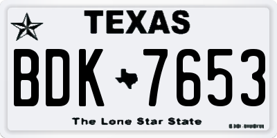 TX license plate BDK7653