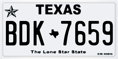 TX license plate BDK7659