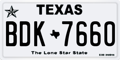 TX license plate BDK7660