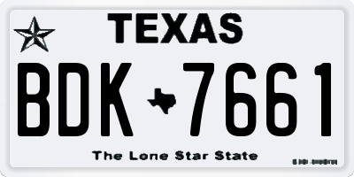 TX license plate BDK7661