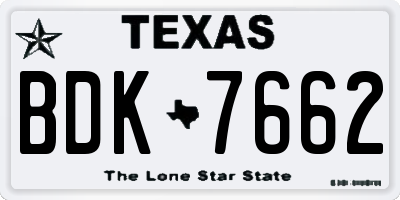 TX license plate BDK7662